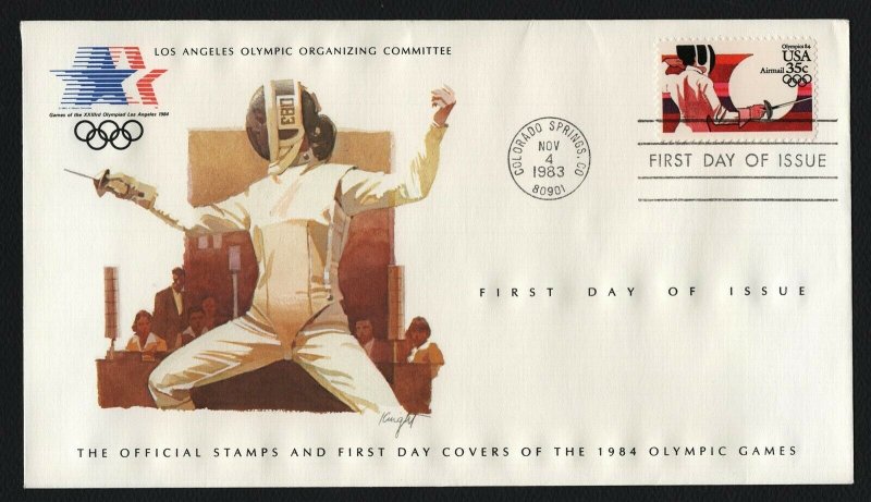 #C109 35c Fencing, LA Olympic Committee FDC 4-1/2x8 **ANY 5=FREE SHIPPING** 