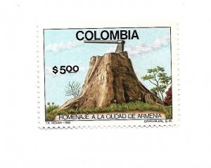 COLOMBIA 1980 MONUMENT HOMAGE TO PIONEERS OF ARMENIA CITY 1 VALUE MINT NH SC 884