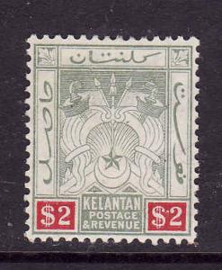 Malaya Kelantan-Sc#11-unused Hinged-$2 grn & car rose-1911-1