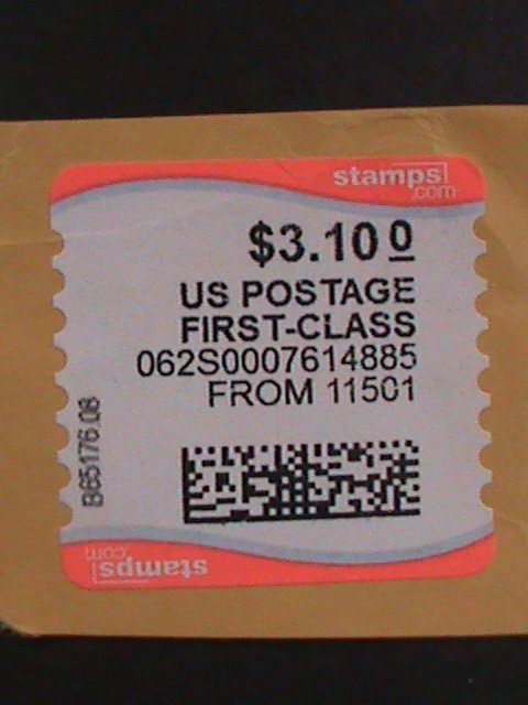 ​UNITED STATES-2009 SC#1CVP106  WAVE LINE-CUT SQUARE COMPUTER  VENDED STAMP -