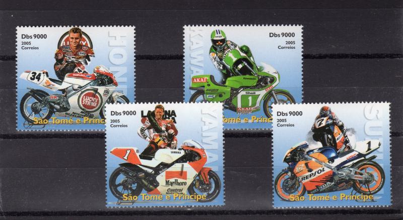 Sao Tome and Principe 2005 Japanese Motorbickes Set  (4) Perforated MNH