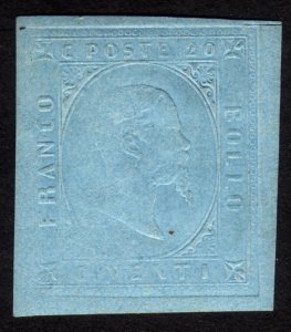 1853 Sardinia / Sardegna Italy 20C Stamp, MH, CV 10000€, Sc 5