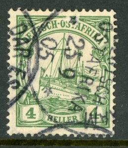 East Africa 1905 Germany 4h Green Yacht Ship Unwatermark Scott # 23a VFU A363