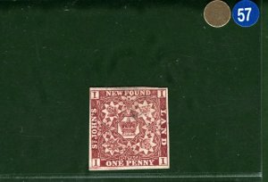 Canada NEWFOUNDLAND QV Stamp SG.16a 1d Red-brown (1861) Mint LMM c£8,500 GBLUE57