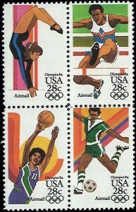 US Scott# C104a 1983 28c multi  Olympics ; Se-Tenant Block of 4; TAGGED Mint ...