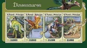 2016 S.Tome&Principe - Dinosaurs. Michel Code: 6841-6844  |  Scott Code: 3173