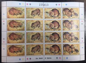 Jamaica #499a-d MNHOG XF (Full Sheet PN#155413) Hamsters / Rodents ?
