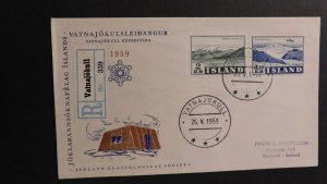 1959 Vatnajokull Ice Cap Expedition to Reykjavik Iceland Registered Mail