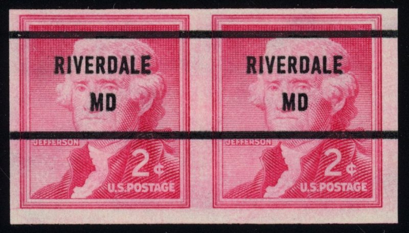 USA Scott# 1055c IMPERF Coil Pair, PC Riverdale, MD Mint NH SCV $325 (55888)