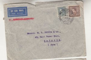 IRAQ,1936 Airmail cover,Imperial deleted Basrah to Neth. East Indies, 5f., & 50f