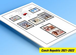 COLOR PRINTED CZECH REPUBLIC 2021-2022 STAMP ALBUM PAGES (15 illustrated pages)