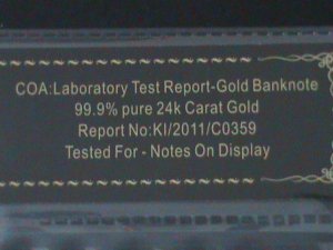 ​JAPAN-ONE MILLION YAN-24K GOLD REPLICA NOTE WITH CERITIFICATE OF AUTHENICITY