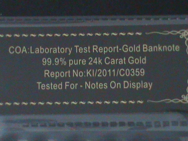 ​JAPAN-ONE MILLION YAN-24K GOLD REPLICA NOTE WITH CERITIFICATE OF AUTHENICITY