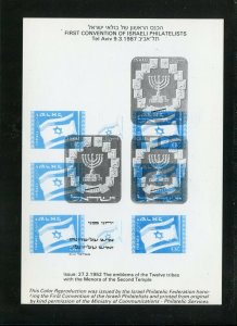 ISRAEL SEMI-OFFICIAL FIRST CONVENTION ISRAELI PHILATELISTS MENORAH PRINT ERROR