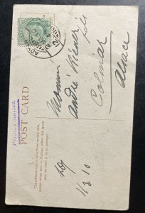 1910 Adyar India RPPC Postcard Cover To Colmar France Under The Panama