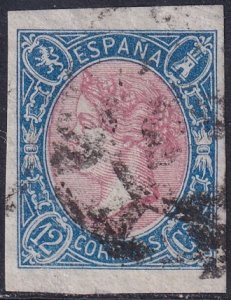 Spain 1865 Sc 69 used cartwheel cancel