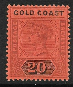 GOLD COAST SG25 1894 20/= DULL MAUVE & BLACK ON RED MTD MINT