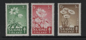 Finland    #B98-B100  MNH   1949  anemone , wild rose , coltsfoot