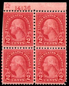 momen: US Stamps #579 Plate Block of 4 Mint OG CV $600