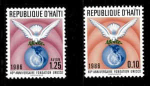 Haiti 1987 - UNESCO, 40th Anniversary - Set of 2v - Scott 837, 841 - MNH