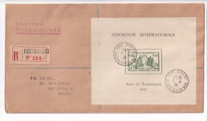 Fort Bayard, French Indochina to Manchester, England 1938 Registered ... (51982)