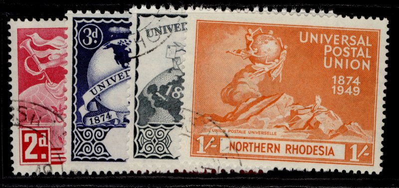 NORTHERN RHODESIA GVI SG50-53, anniversary of UPU set, FINE USED. Cat £11.