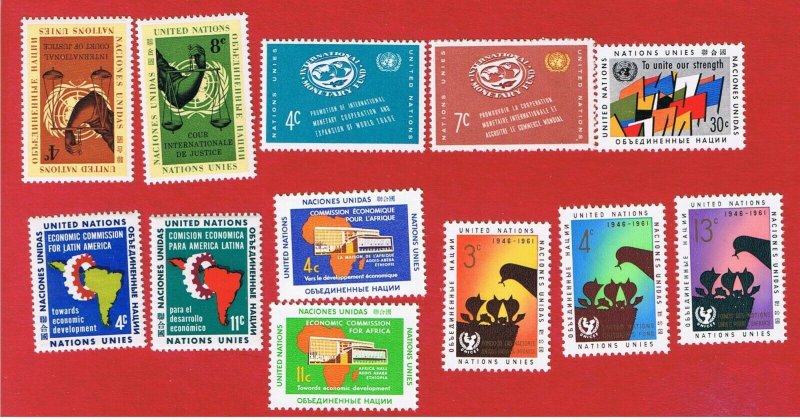 UN NY #88-99 MNH OG  1961 complete  Free S/H