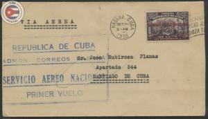 Cuba 1930 First Flight Cover Habana - Santiago | Edifil N3 | CU11557