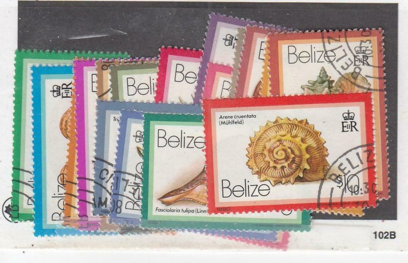 BELIZE (MK6323) # 471-487  VF-USED VARc,$ SHELLS/ INSCRIBED 1980 STAMPS CV $86