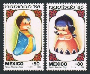 Mexico 1462-1463 two sets,MNH.Michel 2007-2008. Christmas 1986.Clay figurines.