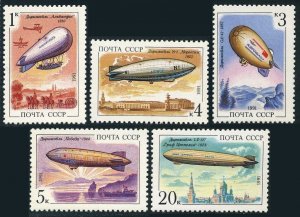 Russia 6012-6016 sheets/36, MNH. Michel 6216-6220. Airships-Zeppelins 1991.