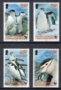 SOUTH GEORGIA 2008 Chinstrap Penguins/ WWF; Scott 367-70, 370a, SG 453-57; MNH