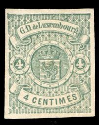 Luxembourg #27 Cat$110, 1874 4c green, part original gum