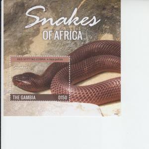 2015 Gambia Snakes of Africa SS (Scott 3630) MNH