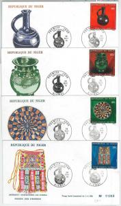 64706 -  NIGER - POSTAL HISTORY - Set of 4  FDC COVERS   1975  - CERAMIC