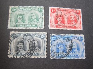 Rhodesia 1910 Sc 101-104 FU