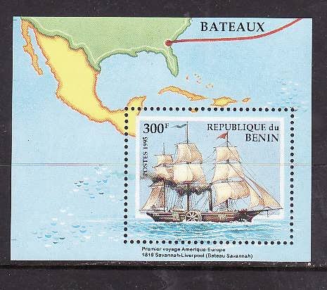 Benin-Sc#754-unused NH sheet-Sailing Ships-Maps-1995-