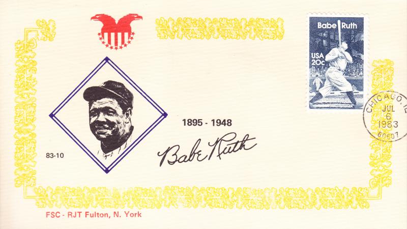 Babe Ruth 1983 First Day Covers  Baseball R.J.T. Color Cachets