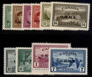 CANADA GVI SG O162-O171, 1949 complete set, LH MINT. Cat £275.