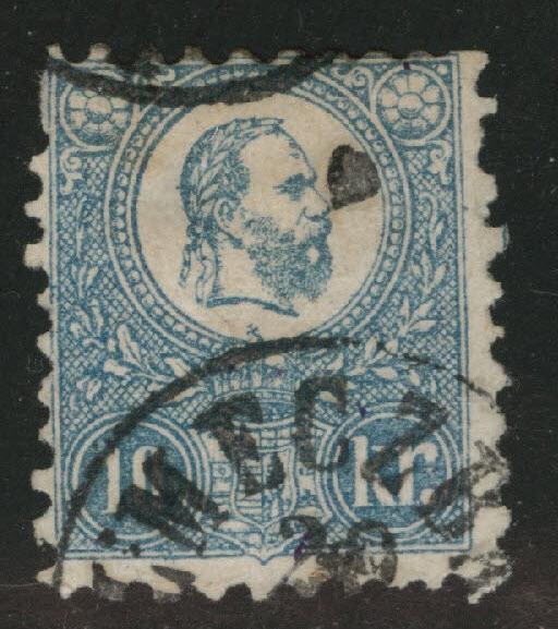 Hungary Scott 5 Used 1871 Franz Joseph Litho blue colored stamp CV$90