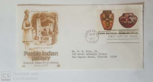 US, FDC  PUEBLO ART , INDIAN POTTERY  1977 SANTA FE  N.M.