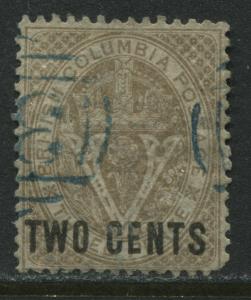 British Columbia 1867 overprinted TWO CENTS used