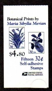 USA Scott BK261 Complete Booklet - Botanical Prints (SCV $21.50)