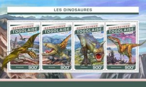 Togo - 2016 Dinosaurs on Stamps - 4 Stamp Sheet - TG16507a