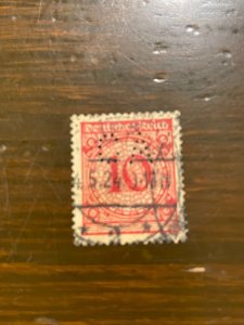 Germany SC 325 Used 10pf (Carmine) Large Number (5) VF/XF - Perfin with CA