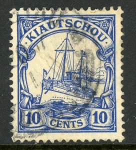 China 1905 Kiautschou Germany 10¢ Yacht Wmk Michel 31 (Sc #36) VFU F91