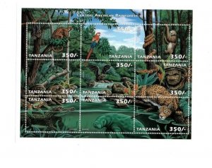 Tanzania 1999 - Central American Rainforest Animals - Sheet of 6 - MNH