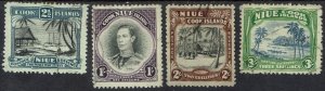 NIUE 1944 KGVI PICTORIAL RANGE TO 3/- WMK MULTI STAR NZ USED