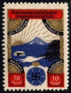 Vintage Germany WW II Poster Stamp 10 Heller National Socialist Youth Military