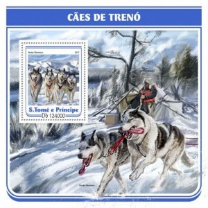 St Thomas - 2017 Sledge Dogs - Stamp Souvenir Sheet - ST17206b